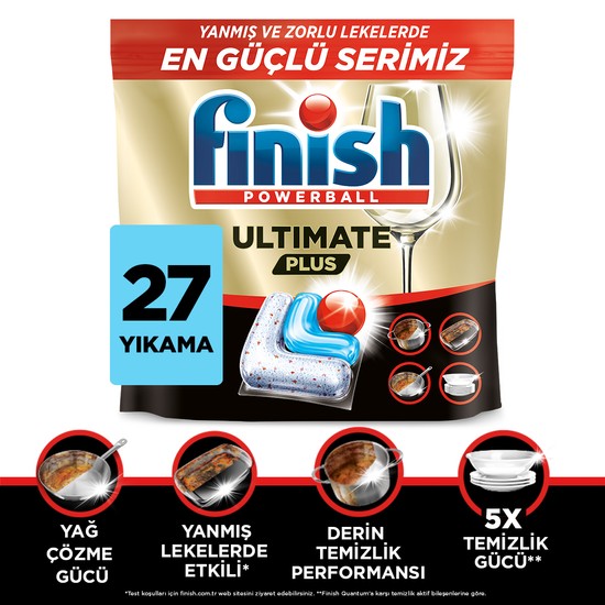 FINISH ULTIMATE Plus 27 Kapsül Karbonatlı Bulaşık Makinesi Deterjanı Tableti
