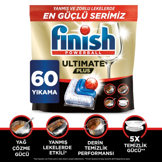 FINISH ULTIMATE Plus 60 Kapsül Bulaşık Makinesi Deterjanı Tableti