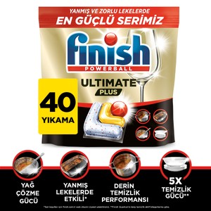 FINISH ULTIMATE Plus 40 Kapsül Limon Bulaşık Makinesi Deterjanı Tableti