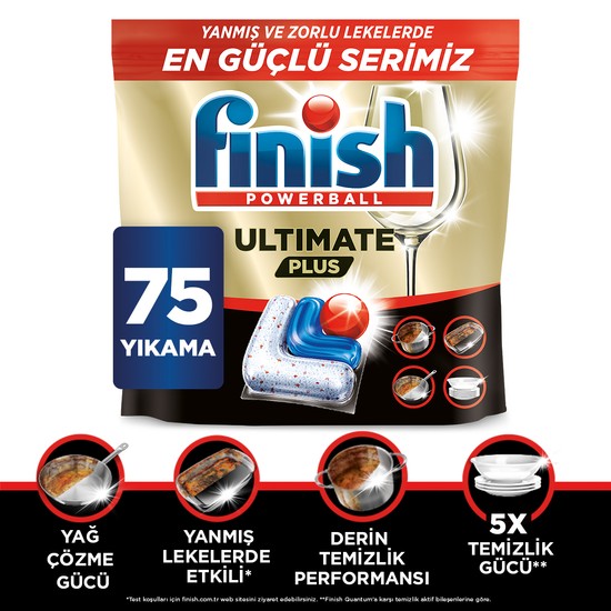 FINISH ULTIMATE Plus 75 Kapsül Bulaşık Makinesi Deterjanı Tableti